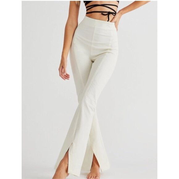 Free People Women’s Real Deal Slit Pant In Off White Size XL NWT - Picture 3 of 16